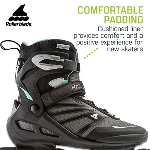 Rollerblade Zetrablade Women's Adult Fitness Inline Skate, Black and Light Blue, Performance Inline Skates