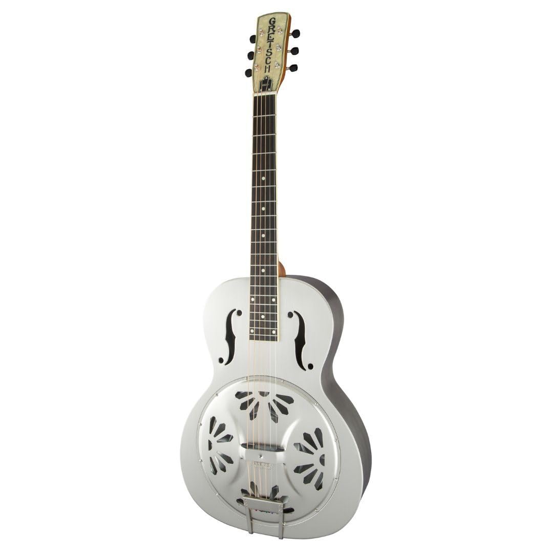 Gretsch G9221 Bobtail Round-Neck Acoustic and Electric Steel Body Spider Cone Resonator Guitar (Weathered Pump House Roof)