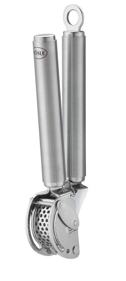 Rösle Stainless Steel Mincing Garlic / Ginger Press with Scraper, 9-inch