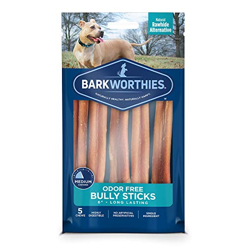 Barkworthies Odor-Free Bully Sticks - Healthy Dog Chews - Protein-Packed, Highly Digestible, All-Natural Rawhide Alternative Dog Treats - Promotes Dental Health