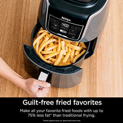 Ninja AF101 Air Fryer that Crisps, Roasts, Reheats, & Dehydrates, for Quick, Easy Meals, 4 Quart Capacity, & High Gloss Finish, Grey