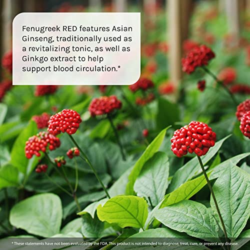 Irwin Naturals Fenugreek RED - 60 Liquid Soft-Gels - With Asian Ginseng, Ginkgo Extract & Nitric Oxide Booster - 15 Servings