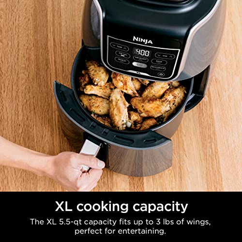 Ninja AF101 Air Fryer that Crisps, Roasts, Reheats, & Dehydrates, for Quick, Easy Meals, 4 Quart Capacity, & High Gloss Finish, Grey
