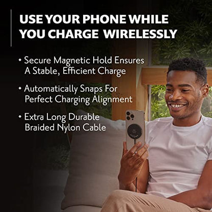 Courant MAG:1 Wireless Charging Station (Camel) - Qi-Certified - Compatible with MagSafe iPhone 13, 12, 11, X, SE, Galaxy S21, S20, Note, AirPods/Pro