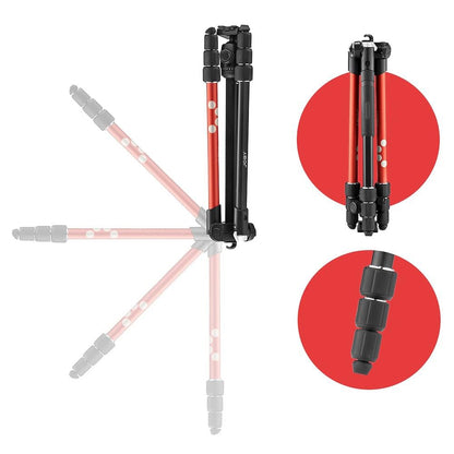 JOBY RangePod, Aluminium Traveller Camera/SmartphoneTripod with Ball Head, Universal Smartphone Clamp and Carrying Bag, for CSC,DSLR, Mirrorless, Mobile Phones, Red for Photo,Video, Vlogging, YouTube