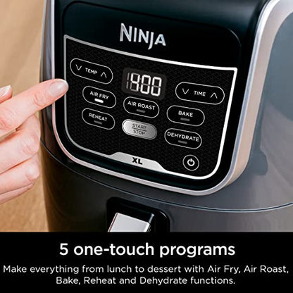 Ninja AF101 Air Fryer that Crisps, Roasts, Reheats, & Dehydrates, for Quick, Easy Meals, 4 Quart Capacity, & High Gloss Finish, Grey