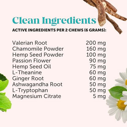 Pet Honesty Hemp Calming Chews for Dogs - Dog Anxiety Relief, Dog Calming Treats with Hemp + Valerian Root, Melatonin for Dogs - Helps Aid with Thunder, Fireworks, Chewing & Barking