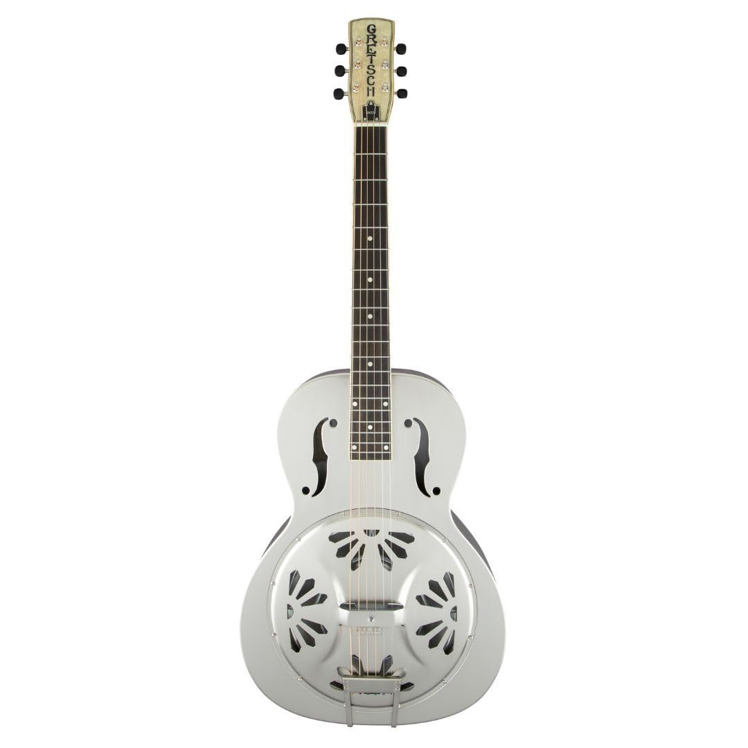 Gretsch G9221 Bobtail Round-Neck Acoustic and Electric Steel Body Spider Cone Resonator Guitar (Weathered Pump House Roof)