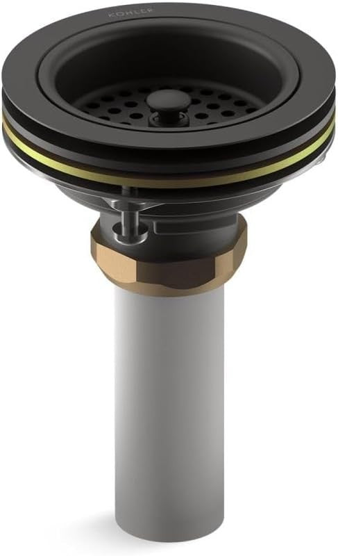 Kohler K-8801-BL Duostrainer Basket with Sink Drain and Tailpiece I Matte Black