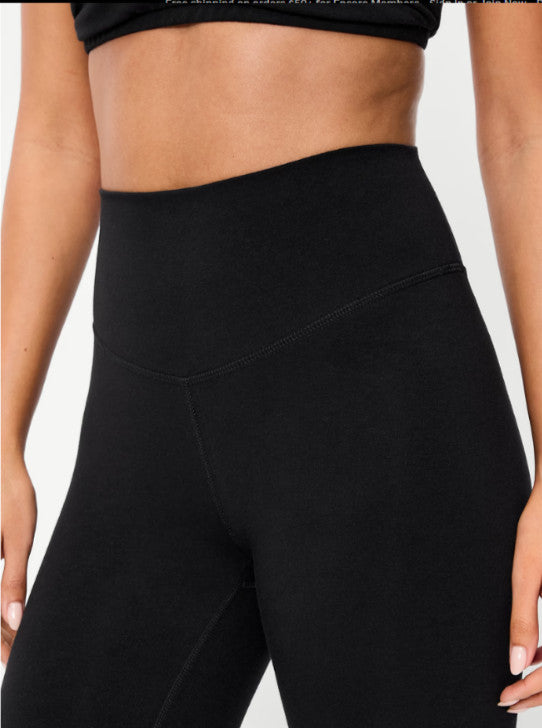 Old Navy Women's High-Waisted PowerChill 7/8 Cotton Leggings (Black)