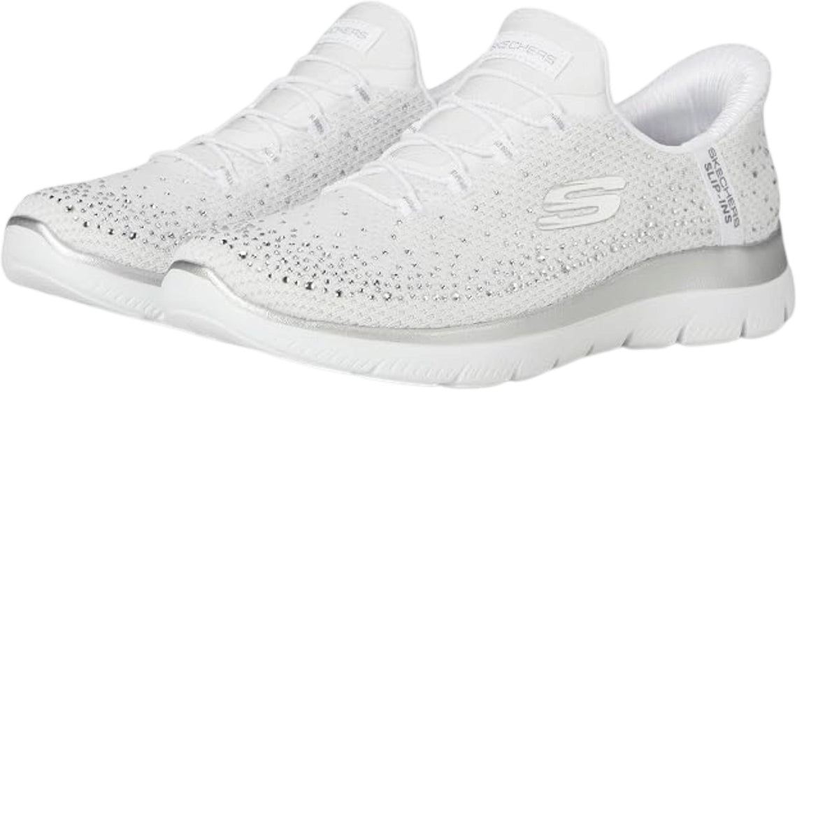 Women's Skechers Slip Ins Summit Brilliant Shine Sneakers Black or White Availab