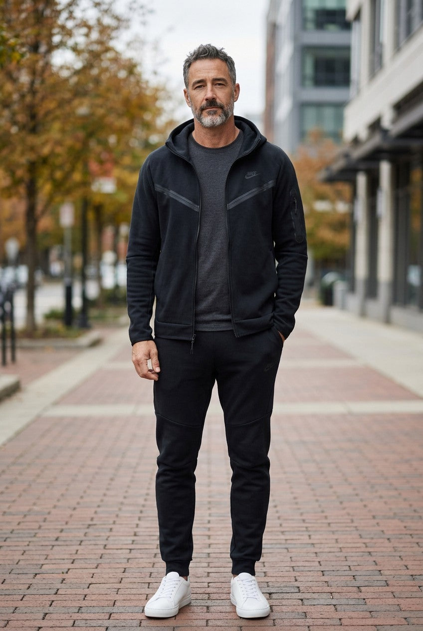 Nike Air Tech Fleece Windrunner Black Hoodie Full Zip Men Sz XL New HV0949-010
