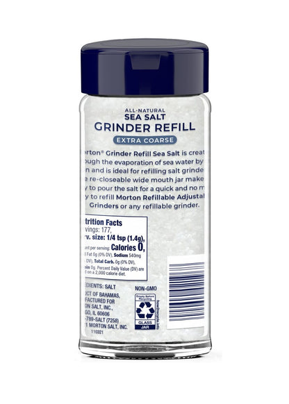 Morton Sea Salt Extra Coarse Grinder Refill, 9 Ounce (Pack of 6)