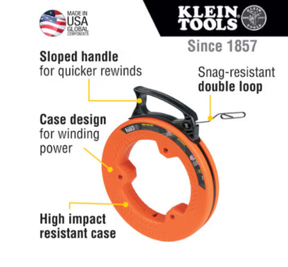 Klein Tools Precision 50 Foot Steel Fish Tape - Laser Etched Measurements