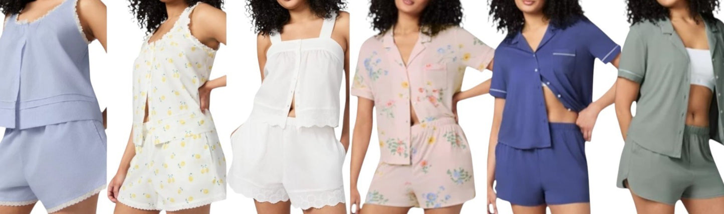 Gap 2 Piece Pajamas Set Women’s Sz Large Black Shorts Button Top Rayon Stretch