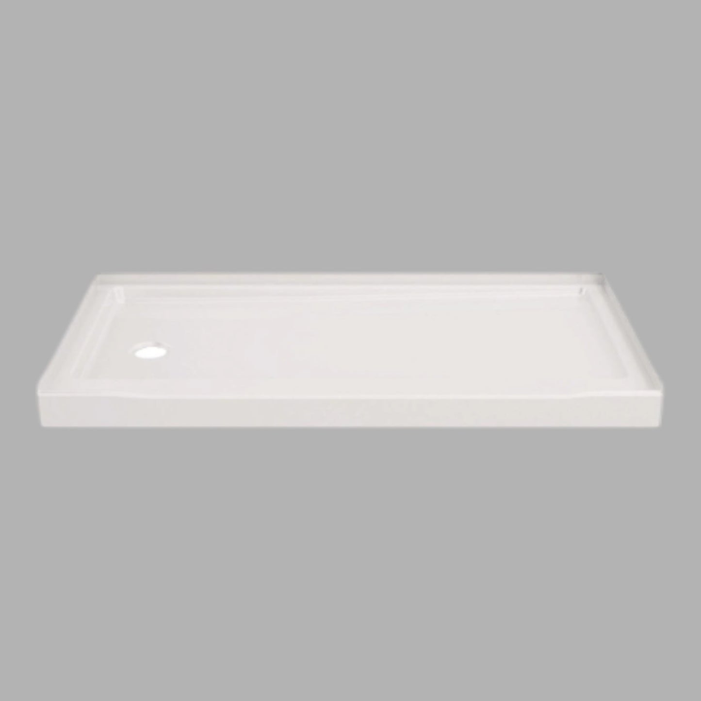 Delta Classic 60 In. L X 32 In. W Alcove Shower Pan W/ Left Drain, Gloss White