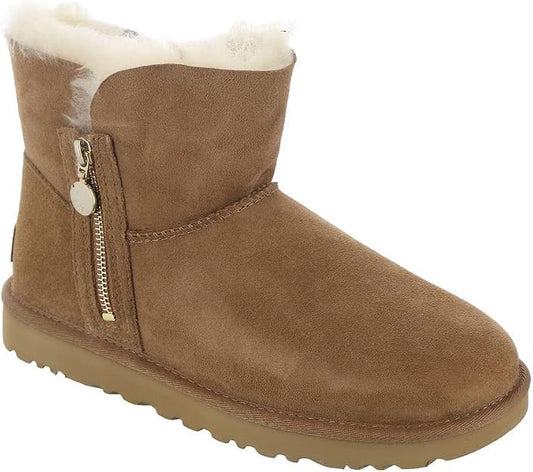 Authentic UGG brand Women's Mini Bailey Zip - Chestnut - Soft Ankle Boots Sz 11