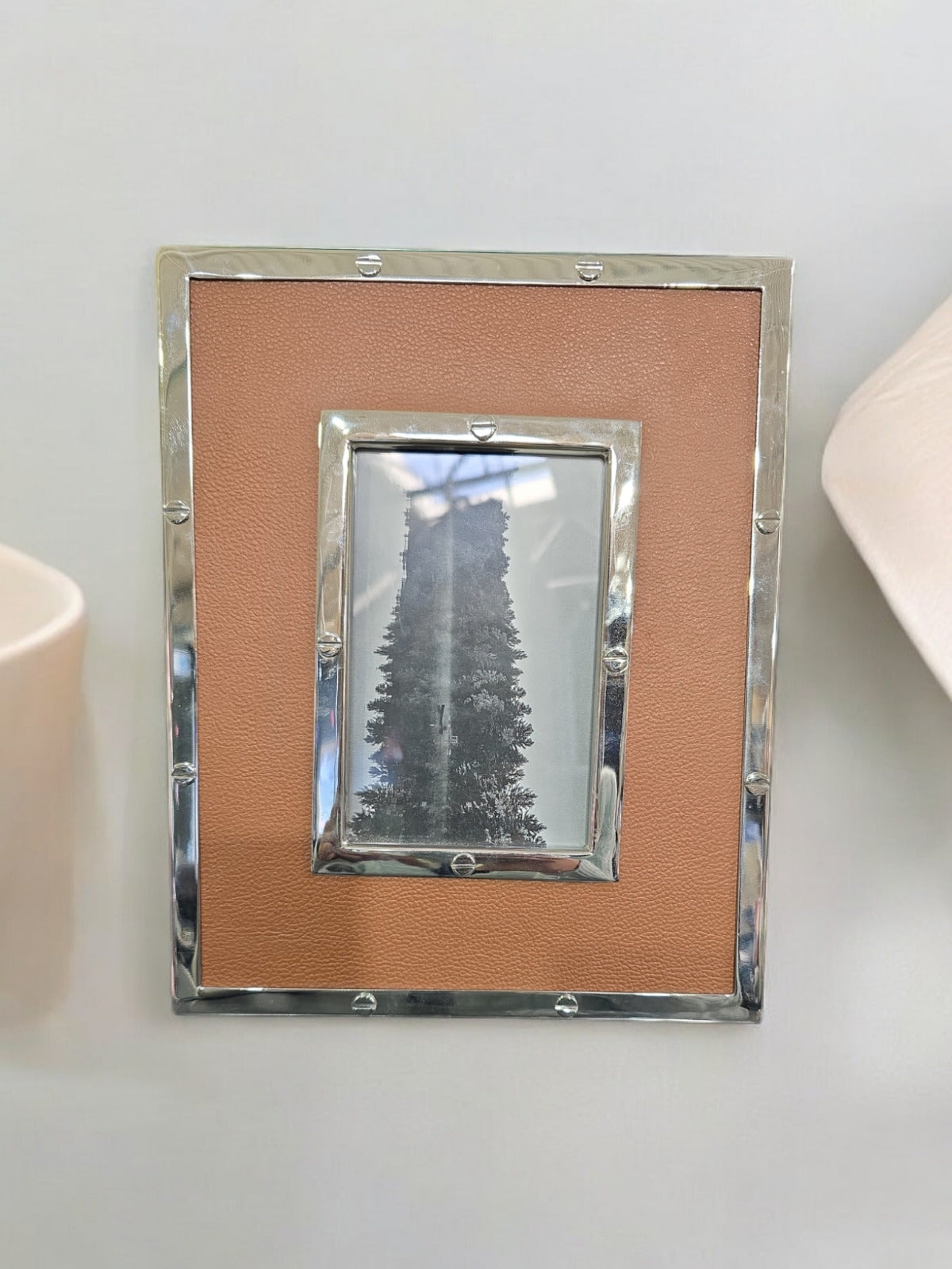 Pottery Barn Leather Hardware Stainless Steel Picture Frame, 4x6 in Photo