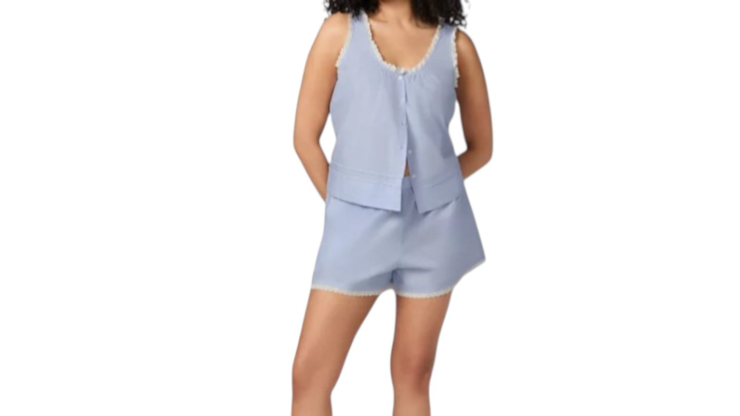 Gap 2 Piece Pajamas Set Women’s Sz Large Black Shorts Button Top Rayon Stretch