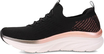 Skechers Women's D'lux Walker Let It Glow Sneaker - 149366 - Black & Rose Gold