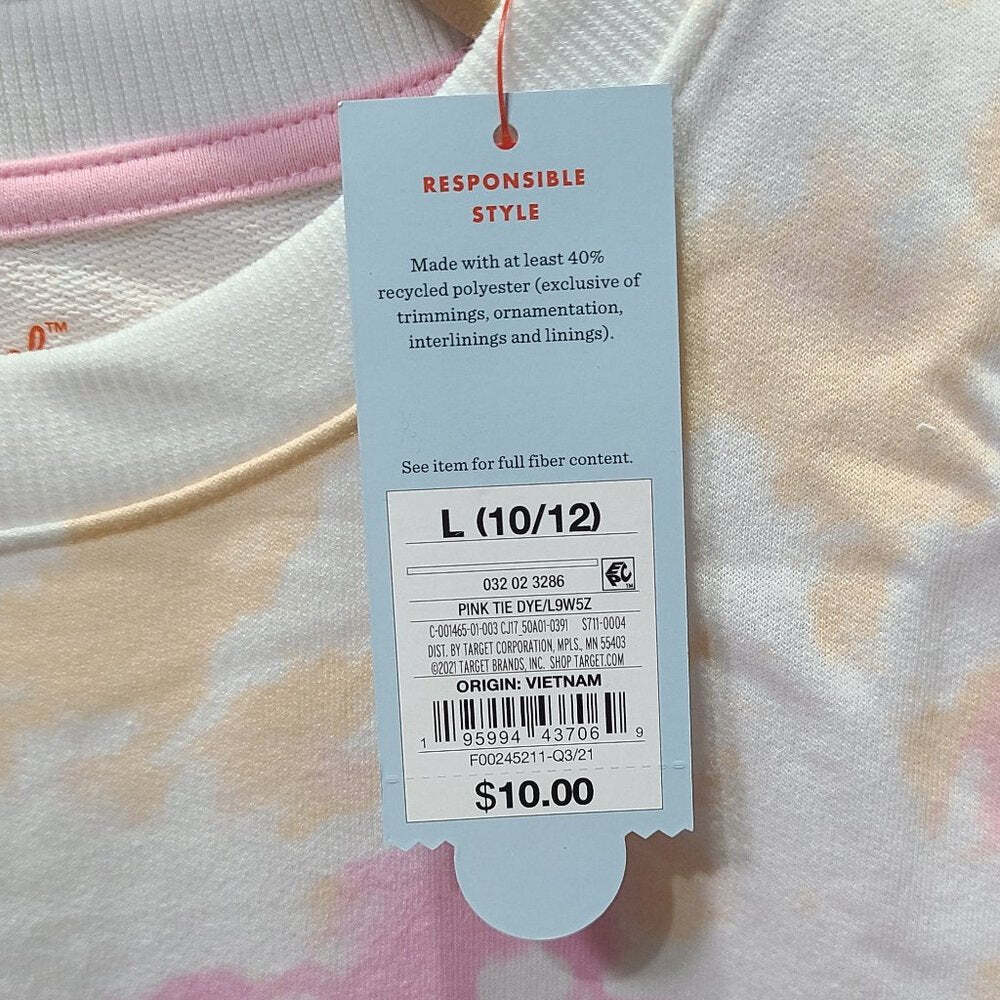 Cat & Jack Kid's Pink and Orange Tie Dye Long Sleeve Size L (10/12) NWT!