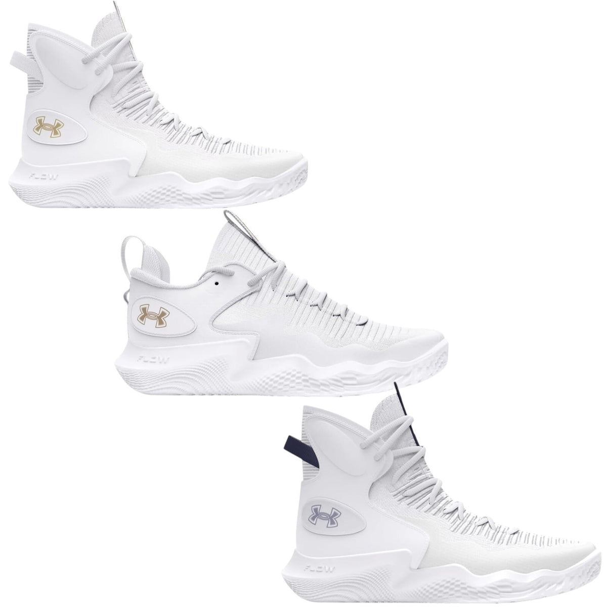 Under Armour Flow Ace Volleyball Shoes Women’s Hi & Low White/Gold & White/Navy