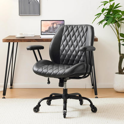 YFO Home Office Desk Chair Office Rubber Casters Ergonomic Computer Chair Black