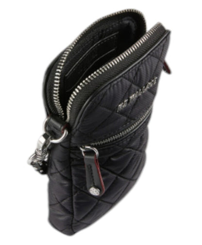 MZ Wallace Micro Crosby Crossbody Bag with Chain Strap - Black Quilted Nylon