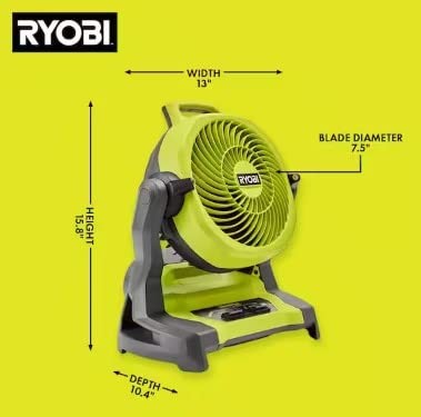 RYOBI ONE+ 18V Cordless 7-1/2 in. Bucket Top Misting Fan Kit with 1.5 Ah Batter