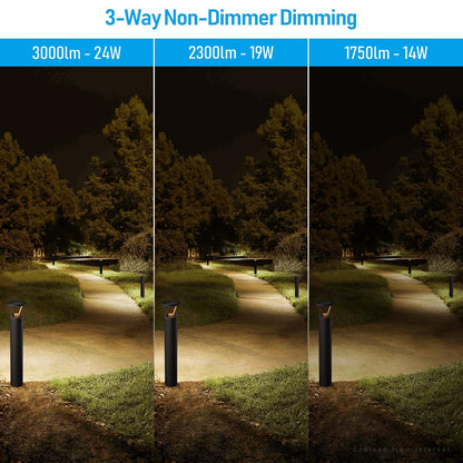 LEONLITE 3CCT LED Bollard Landscape Pathway Light, 42" 14W/19W/24W Adjustable Wt