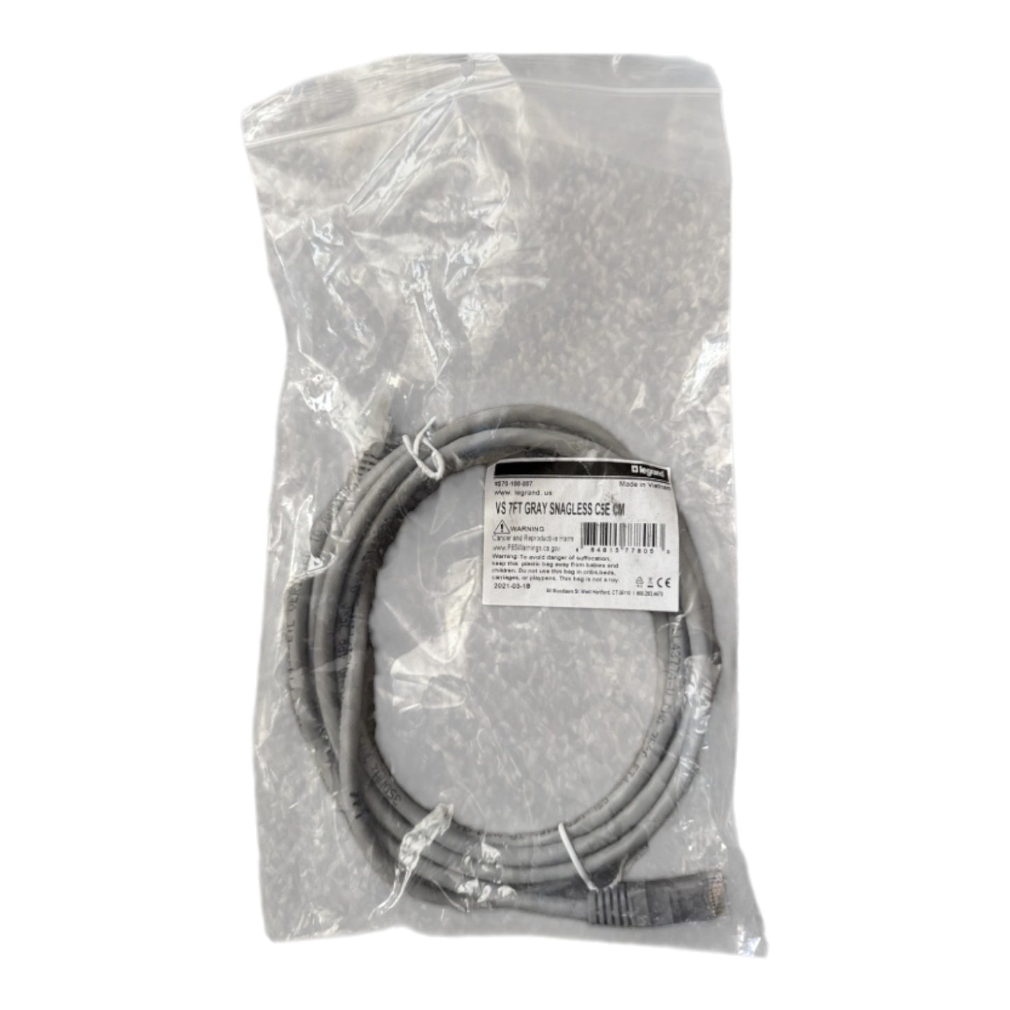 Quicktron by Legrand 570-100-007 CAT5e Cable, 7 feet, Gray Single or Wholesale