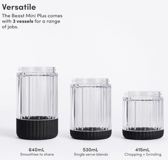 The Beast Mini Blender Plus - Mini Countertop Kitchen Blender - BLACK