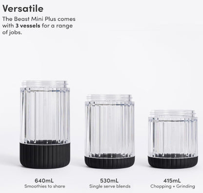 The Beast Mini Blender Plus - Mini Countertop Kitchen Blender - BLACK