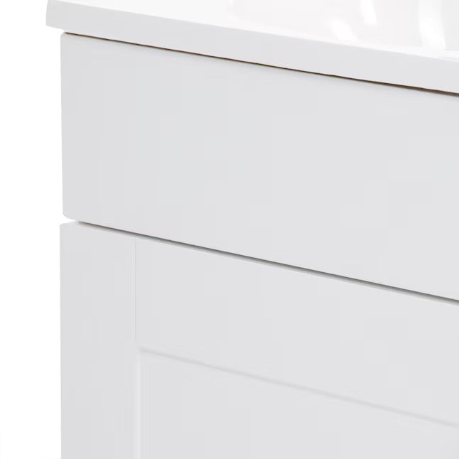 Project Source Dover 36 in White Single Sink Bathroom Vanity with White Top