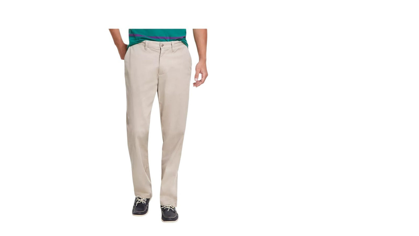 Nautica Men's Classic-Fit Stretch Solid Flat-Front Chino Deck Pants