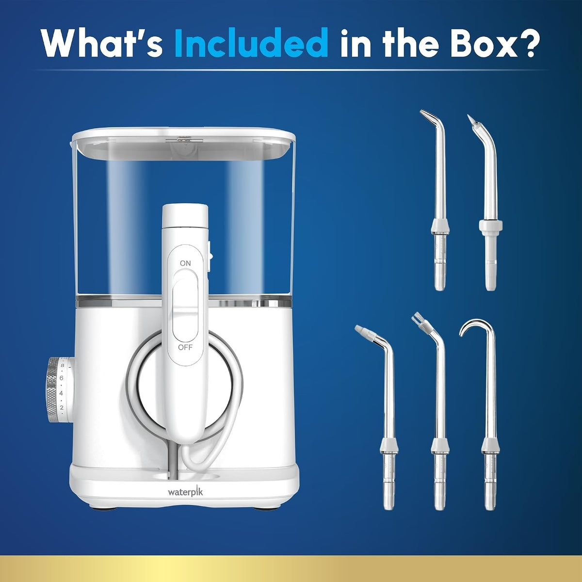 Waterpik Evolution Countertop Water Flosser with 10 Settings, 5 Tips, White