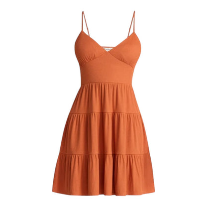 No Boundaries Women’s Burnt Orange or Black Mini Tier Dress