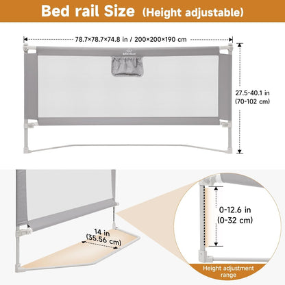Quick Assembled Bed Rail for Baby, Foldable Toddlers Bed Rails, Height Adjust...
