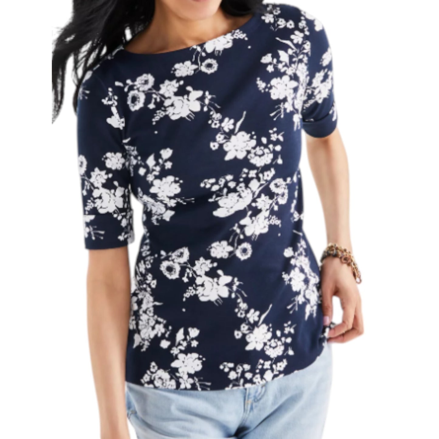 Style&co Women's Floral Print short Sleeve Top NWT