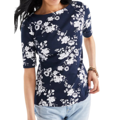 Style&co Women's Floral Print short Sleeve Top NWT