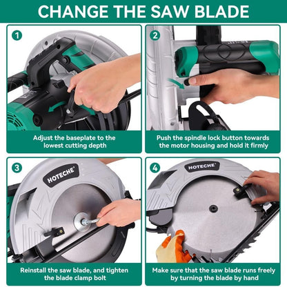 Hoteche Circular Saw 4-HP Compact Portable Table Saw with Saw Blade 10 & 12 inch