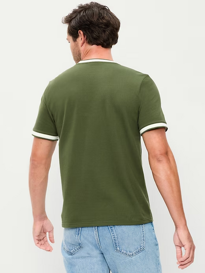 OLD NAVY Men's Crew Neck Trim Ringer Pique T-Shirt Tee NWT, Many colors & Sizes