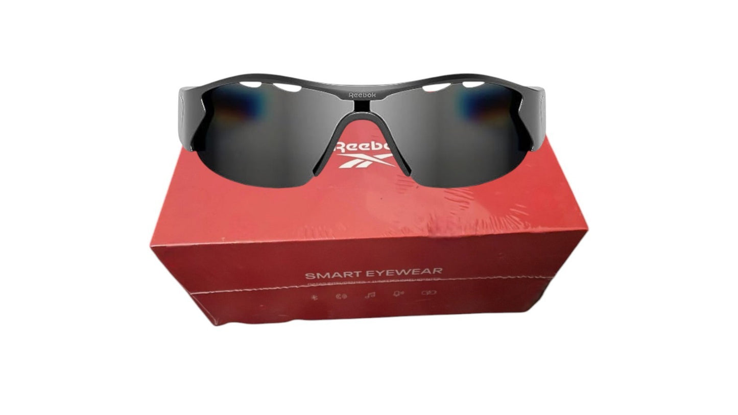 Reebok Octane Smart Audio Sunglasses, Matte Black Frame, Silver Mirror Lens