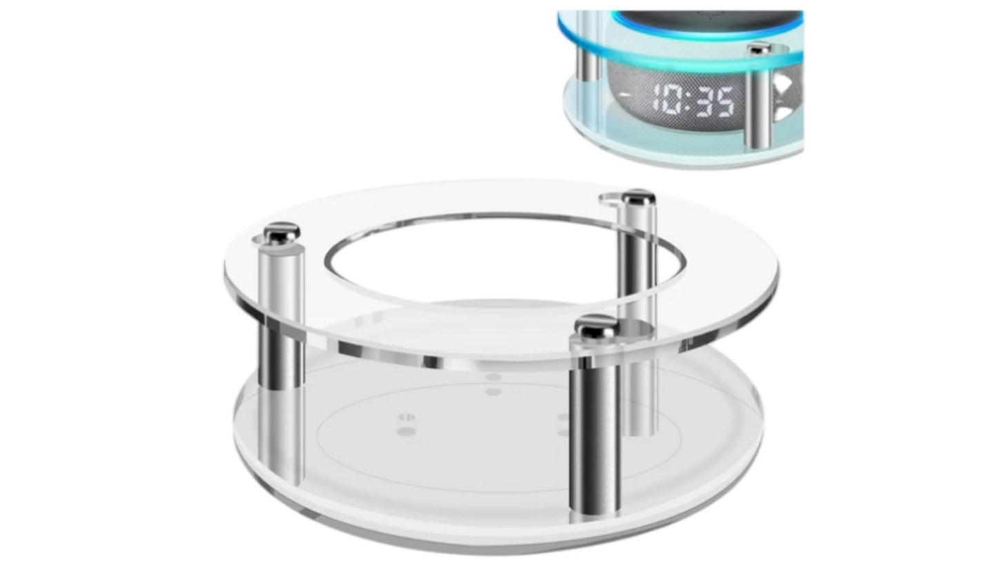 Geekria Acrylic Clear Case for Amazon Echo Dot 3rd Gen with Clock (Clear Round)