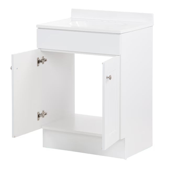 Project Source Dover 24 in White Single Sink Bathroom Vanity with White Top
