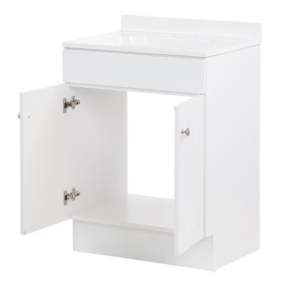 Project Source Dover 24 in White Single Sink Bathroom Vanity with White Top