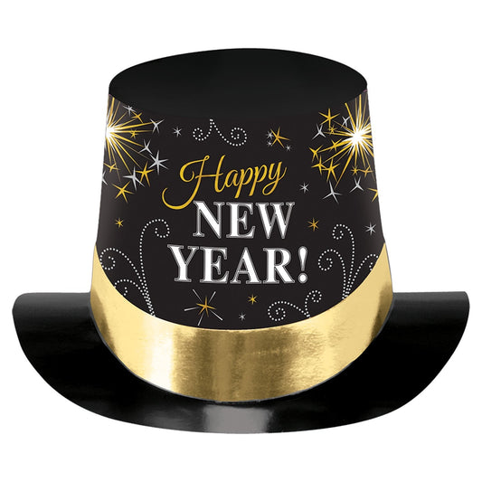 Amscan New Year Foil Top Hats (Black/Gold/Silver) 6-Pack