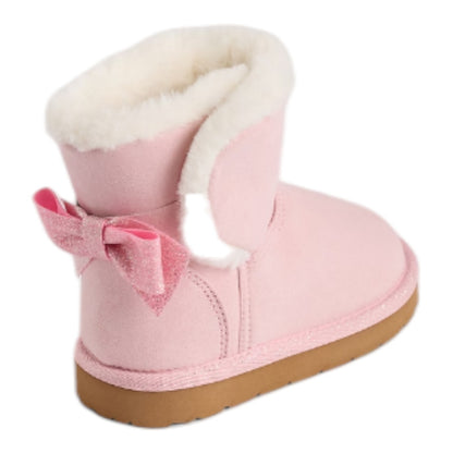 Baby Gap Faux Fur Bow Boots, Pink Fur Boots with Bows, Baby & Toddler