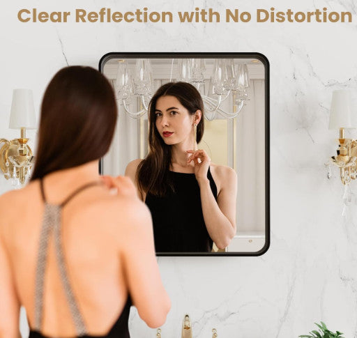 LOAAO 20"X16" BLACK METAL FRAMED BATHROOM MIRROR (B5040)