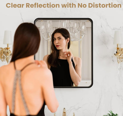 LOAAO 20"X16" BLACK METAL FRAMED BATHROOM MIRROR (B5040)